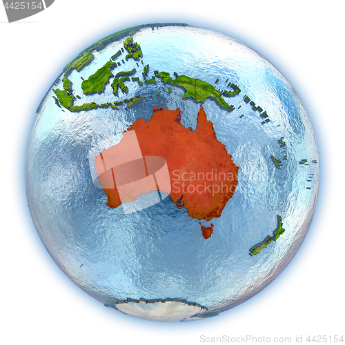 Image of Australia on isolated globe