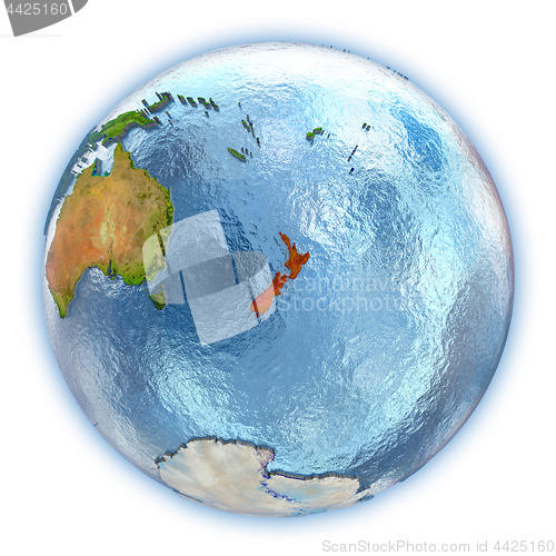 Image of New Zealand on isolated globe