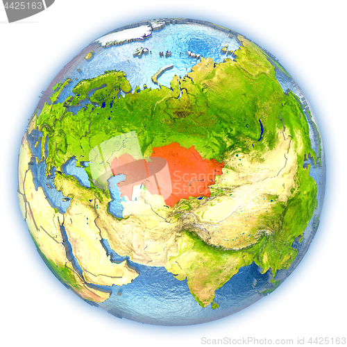 Image of Kazakhstan on isolated globe