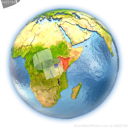 Image of Kenya on isolated globe
