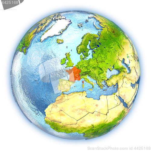 Image of France on isolated globe