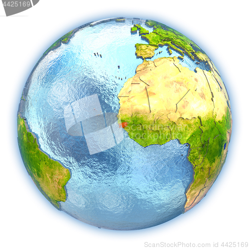 Image of Guinea-Bissau on isolated globe