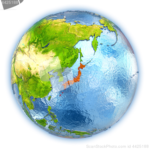 Image of Japan on isolated globe