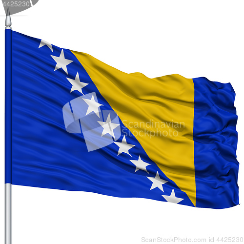 Image of Bosnia and Herzegovina Flag on Flagpole