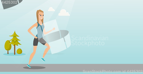 Image of Young woman running vector illustration.