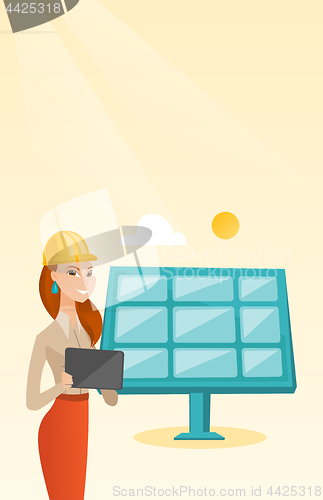 Image of Female worker of solar power plant.