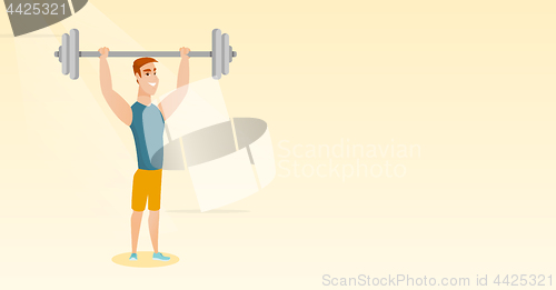 Image of Man lifting barbell vector illustration.