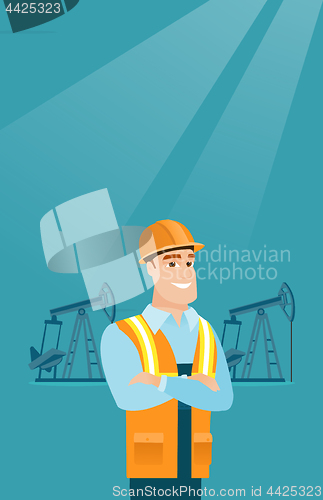 Image of Confident oil worker vector illustration.