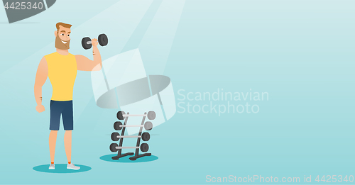 Image of Man lifting dumbbell vector illustration.