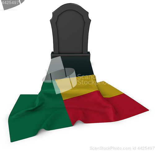 Image of gravestone and flag of benin