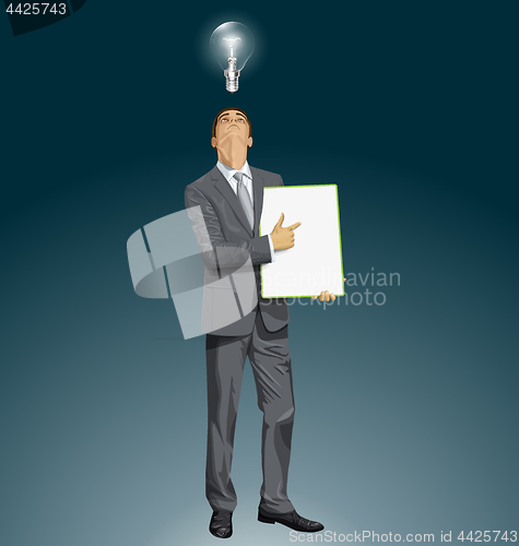 Image of Vector Businessman With Empty Write Board