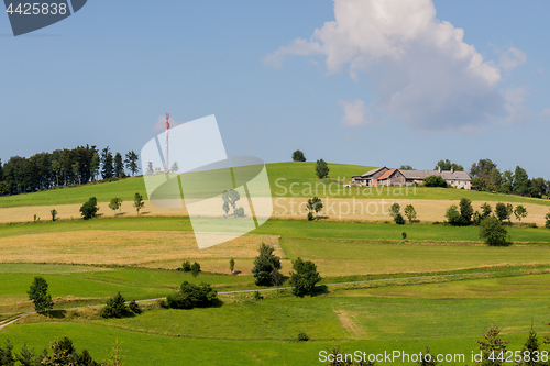 Image of Panoramic view of idyllic landscape in summer