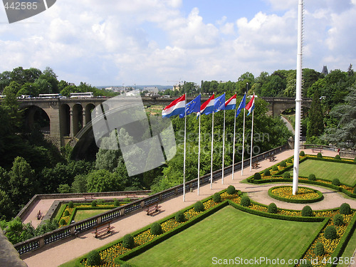 Image of Garden and bridge Luxembourg city