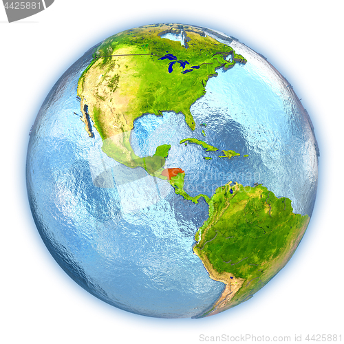 Image of Honduras on isolated globe