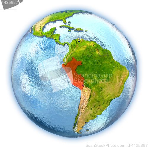 Image of Peru on isolated globe