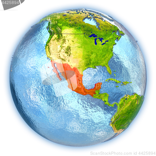 Image of Mexico on isolated globe