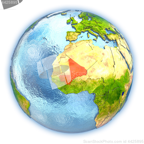 Image of Mali on isolated globe