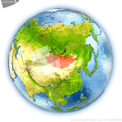 Image of Mongolia on isolated globe