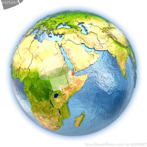 Image of Djibouti on isolated globe