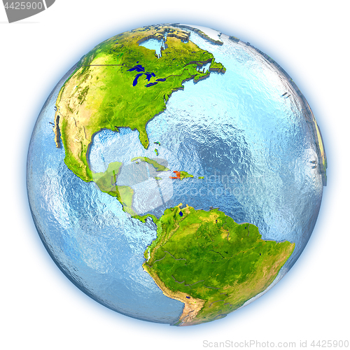 Image of Haiti on isolated globe