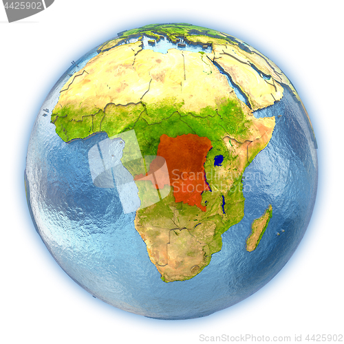 Image of Democratic Republic of Congo on isolated globe