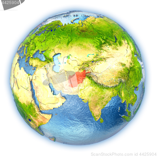 Image of Afghanistan on isolated globe