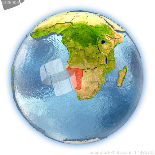 Image of Namibia on isolated globe