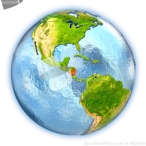 Image of Nicaragua on isolated globe