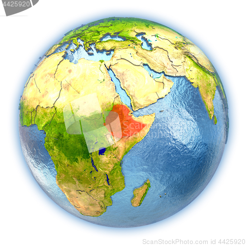 Image of Ethiopia on isolated globe