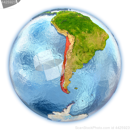 Image of Chile on isolated globe