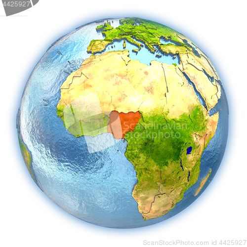 Image of Nigeria on isolated globe