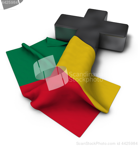 Image of christliches kreuz und flagge von benin