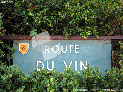 Image of Road sign of the famous french wines road