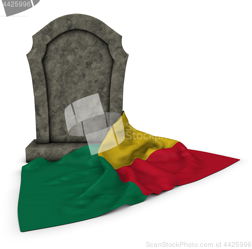 Image of gravestone and flag of benin