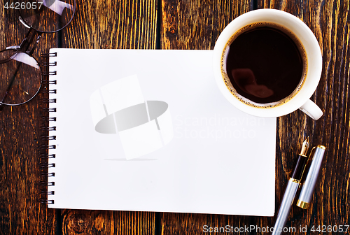 Image of coffee and note