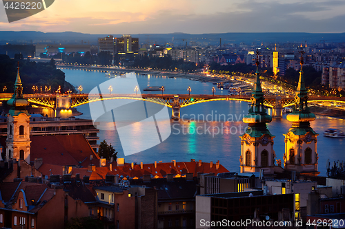 Image of Budapest in evening illumination