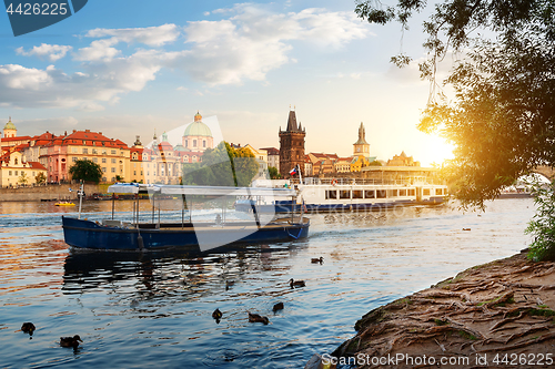 Image of Boats on Vltava river