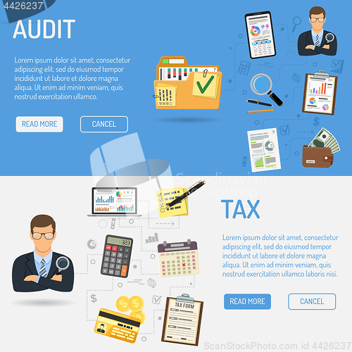 Image of Auditing, Tax process, Accounting Banners