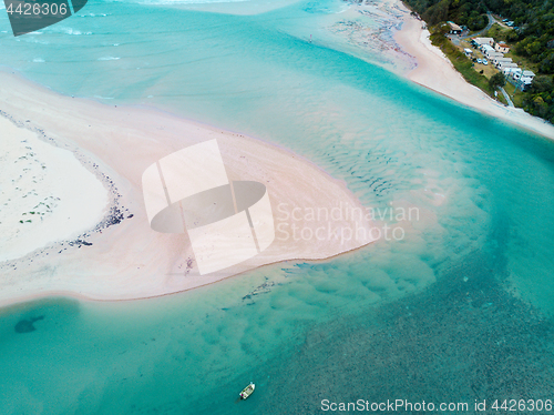 Image of Lone Fisherman in tidal flows aerial