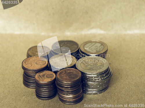 Image of Vintage Euro coins pile