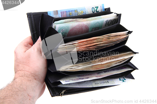 Image of wallet with czech money 