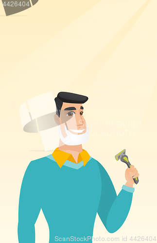 Image of Man shaving his face vector illustration.