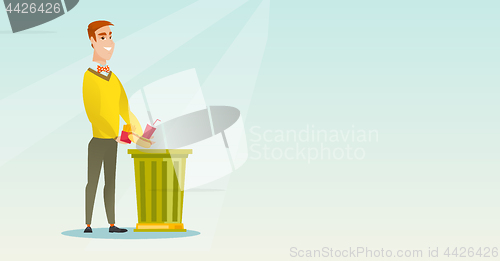 Image of Man throwing junk food vector illustration.