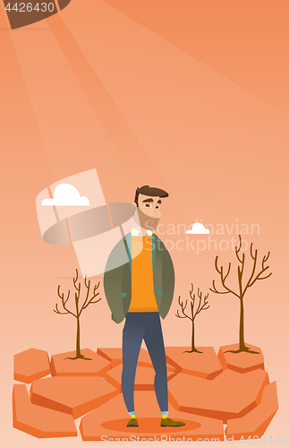 Image of Sad man in the desert vector illustration.