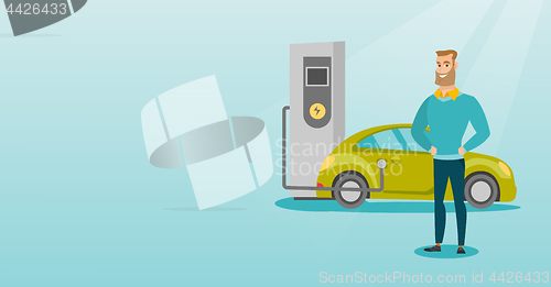 Image of Charging of electric car vector illustration.