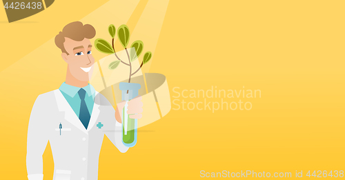 Image of Scientist with test tube vector illustration.