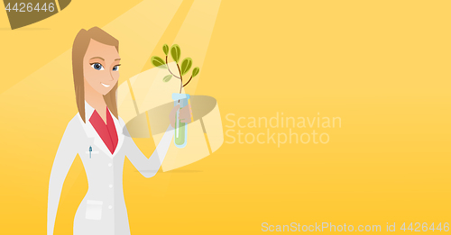 Image of Scientist with test tube vector illustration.