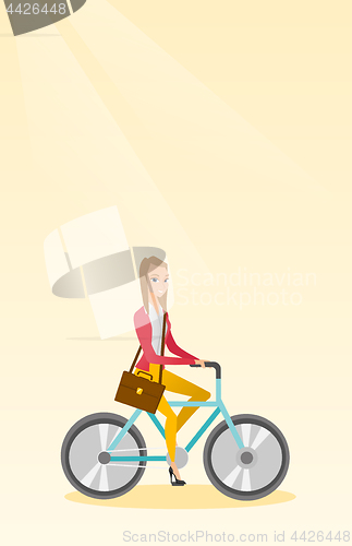Image of Woman riding bicycle vector illustration.