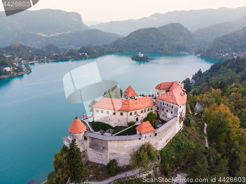 Image of Medieval castle on Bled lake in Slovenia