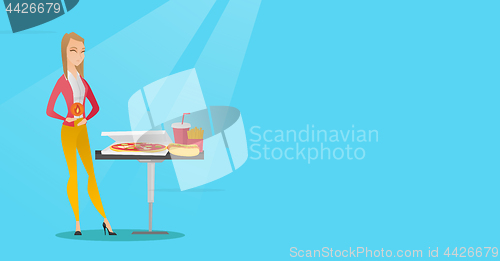 Image of Woman suffering from heartburn vector illustration